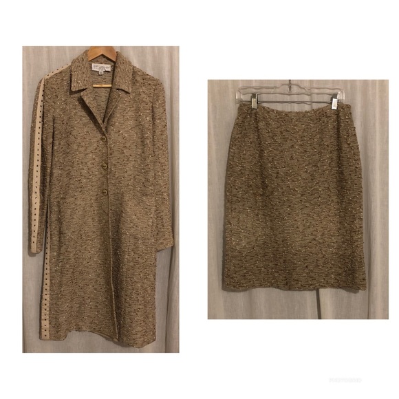 Vintage 2 Piece Suit St John Brown Jacket/Coat with Skirt 70’s Retro Fall Size 6 - Picture 7 of 8